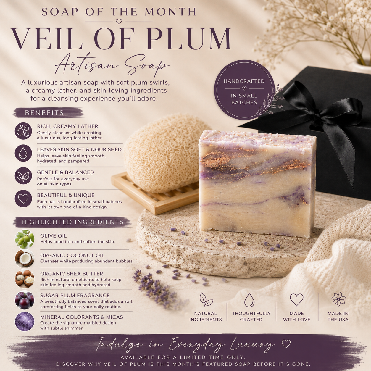 Veil of Plum Artisan Soap - Soap Of The Month